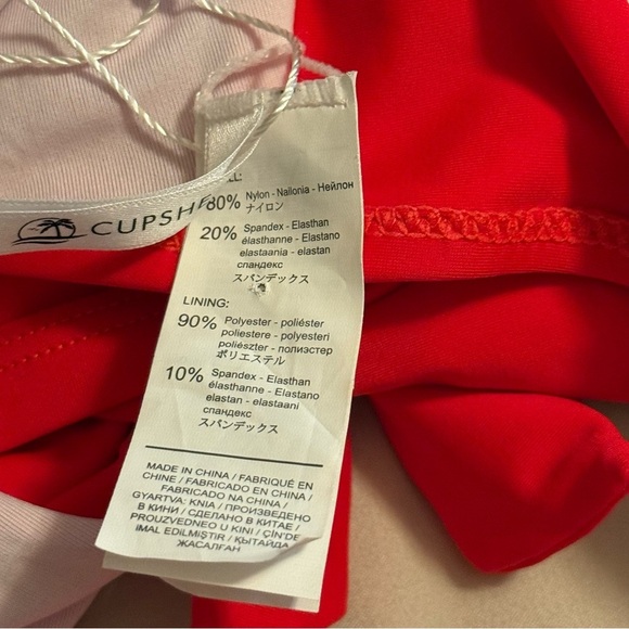 Cupshe One Piece Swimsuit Women Size L Red Cutout Tie Back Monokini Bathing Suit - Picture 6 of 12